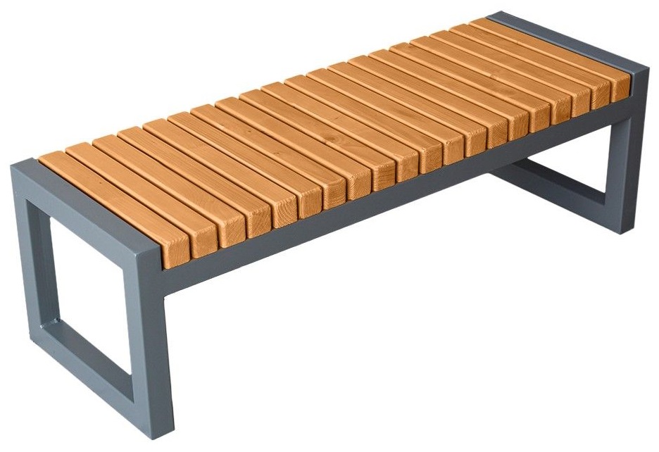 CGS Metalinis lauko suoliukas su medine sėdima dalimi 1366